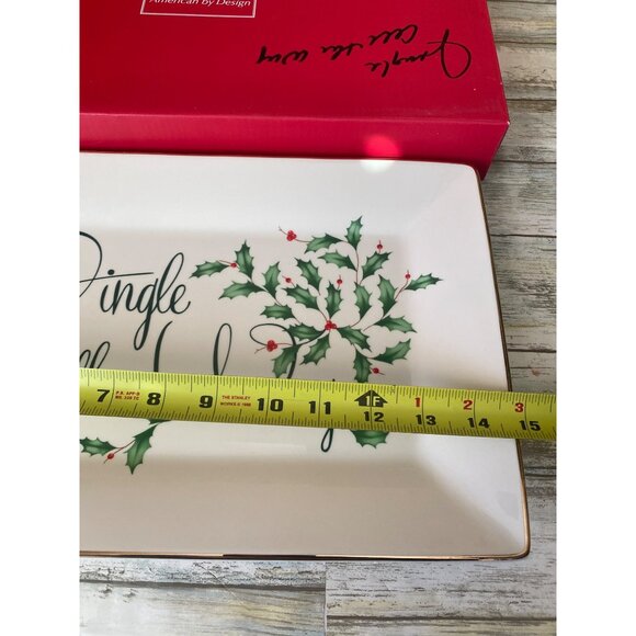 Lenox Holiday Jingle All the Way14.5" Porcelain Platter Gold Trim Christmas - Picture 12 of 13